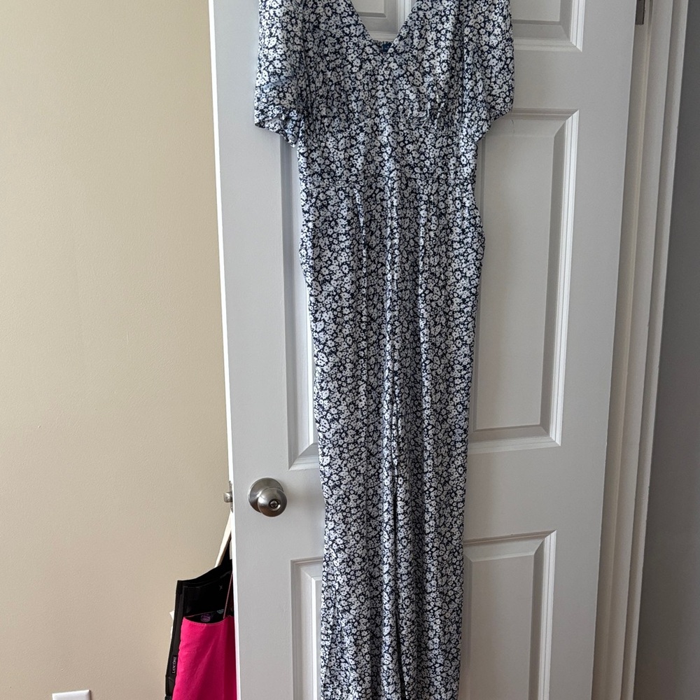 Old Navy Black and White Floral Jumpsuit